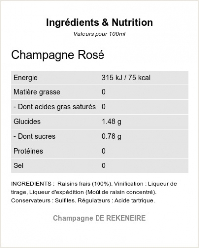 Champagne Rosé - Ingrédients et Nutrition 